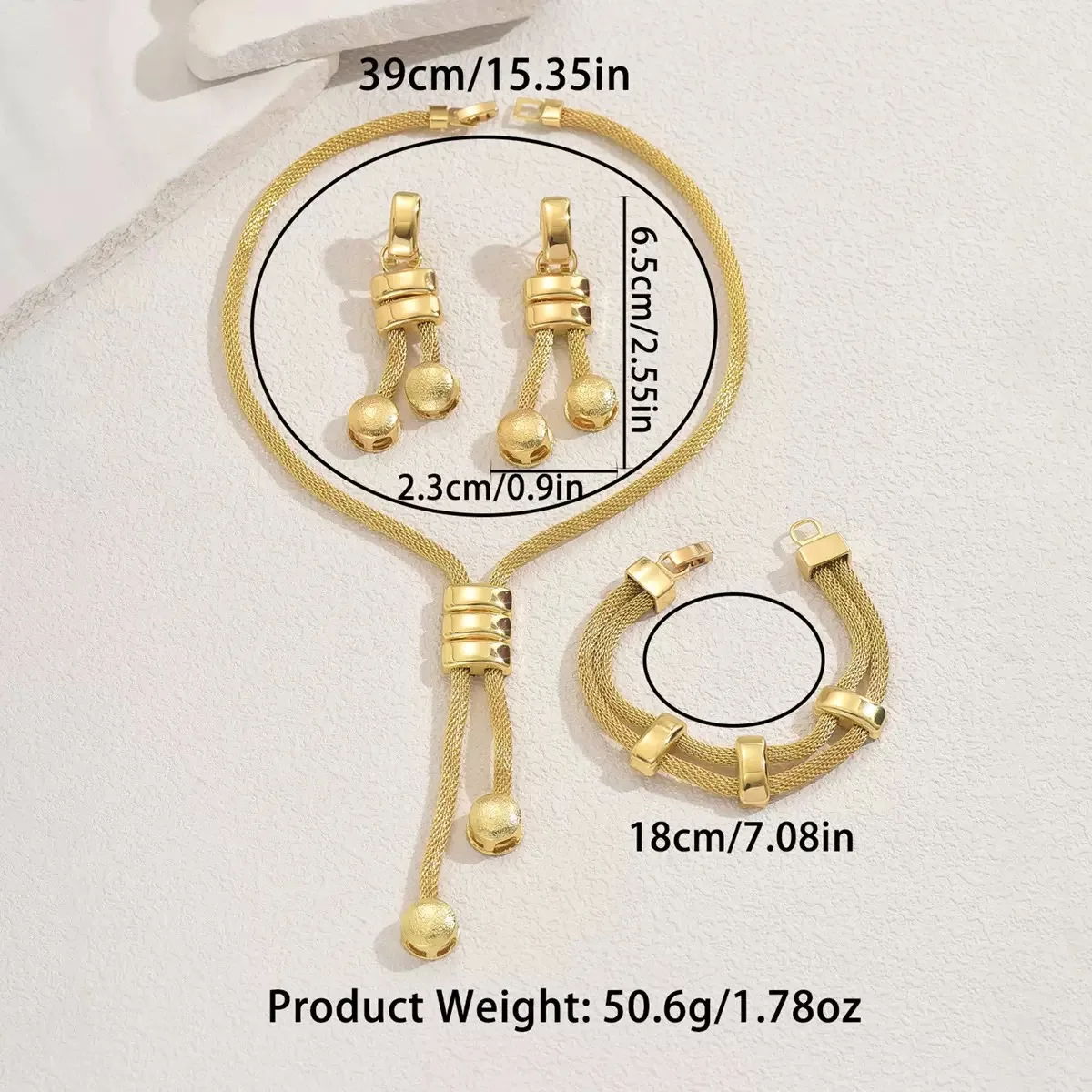 Textured Gold-Color Jewelry Set source image 2