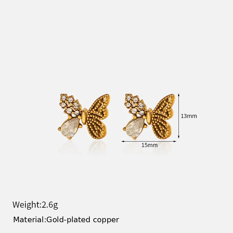 Crystal Butterfly Stud Earrings source image 2