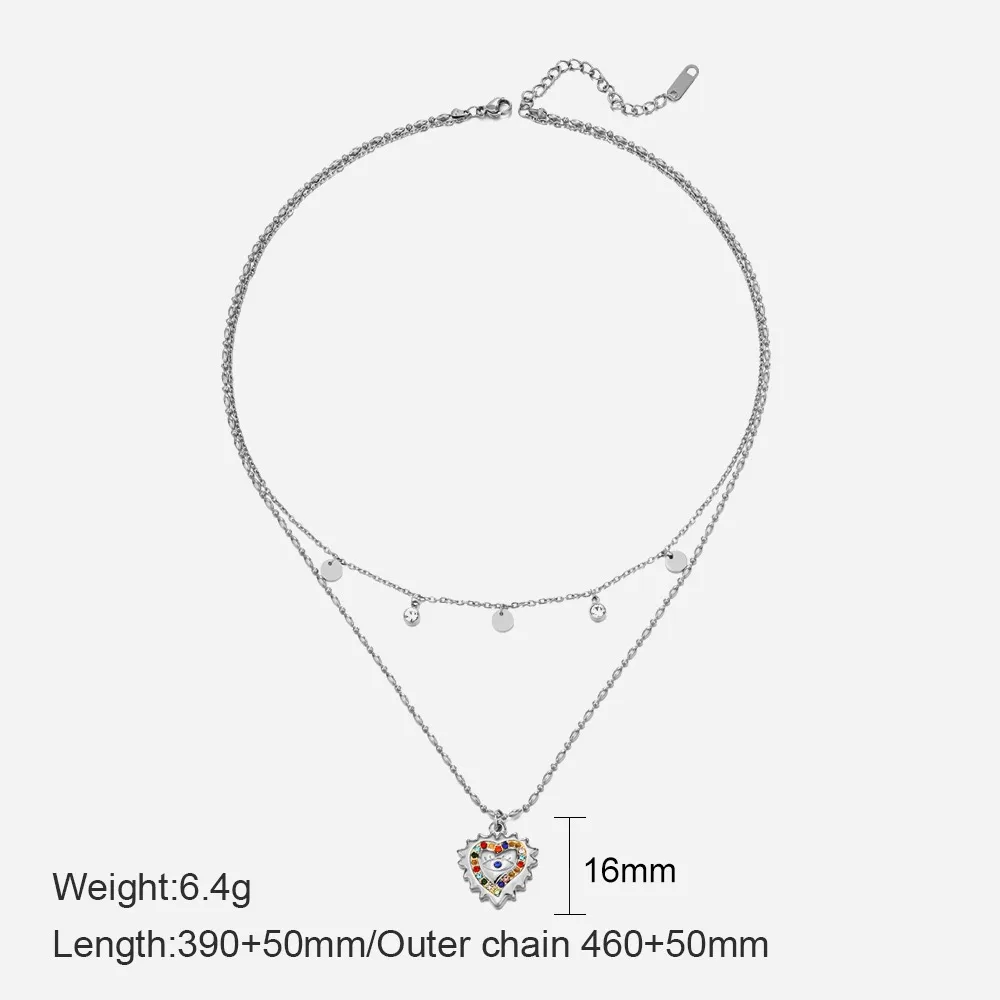 Silver Heart Pendant Layered Necklace source image 2
