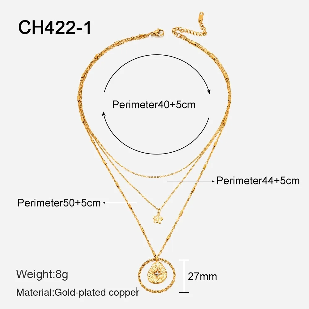 XL05018 layered necklace with chain-length annotations; measurements pending verification