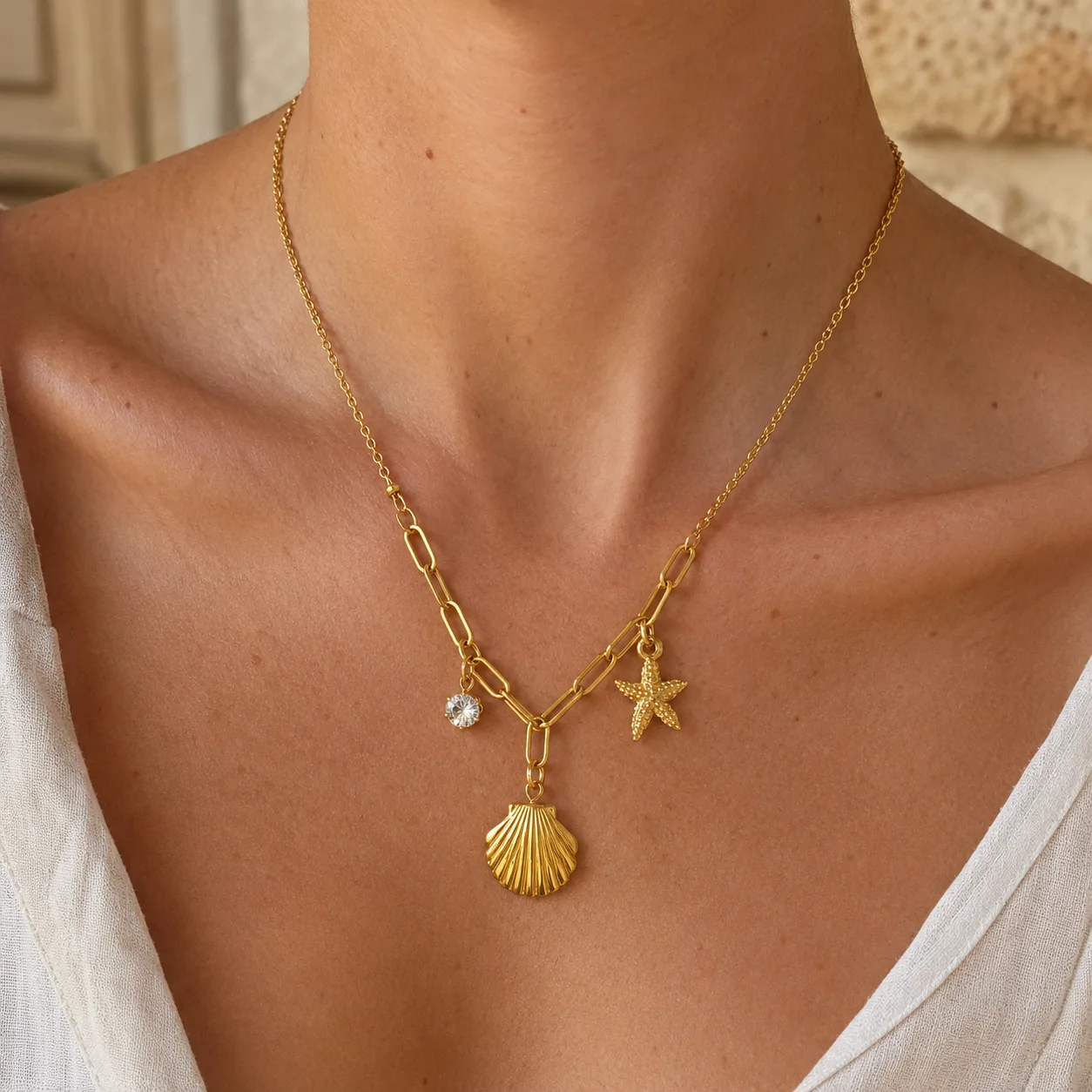 Shell and Star Charm Necklace source image 2