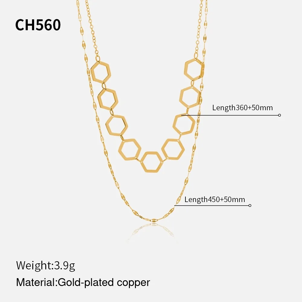 Open Ring Link Layered Necklace source image 2