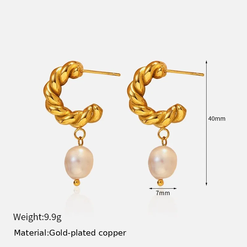 Rope Hoop Pearl Drop Earrings source image 2