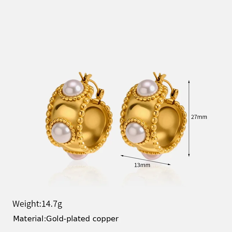 Baroque Pearl Oval Stud Earrings source image 2