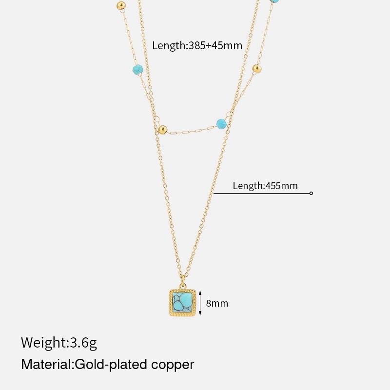 Turquoise Stone Station Layered Necklace source image 2