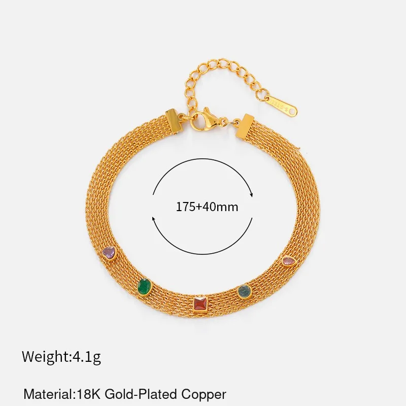 Rainbow Stone Mesh Bracelet source image 3