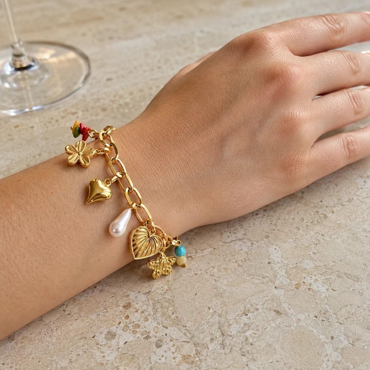 Multi-Charm Heart Bracelet source image 2