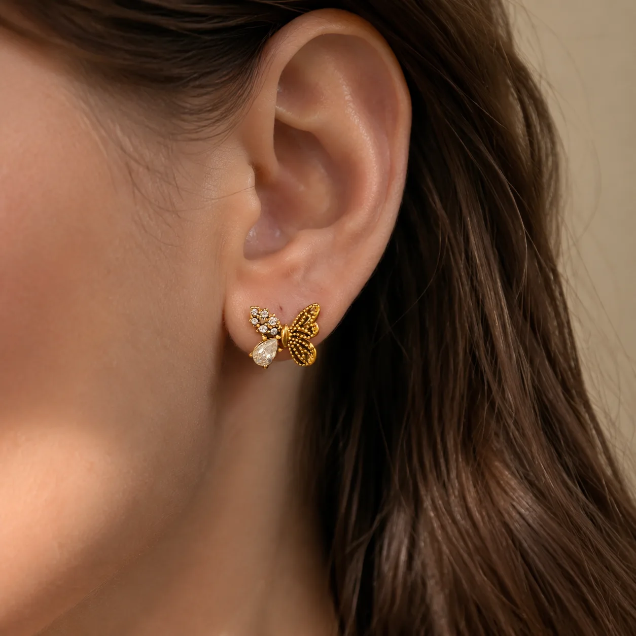 Crystal Butterfly Stud Earrings source image 3