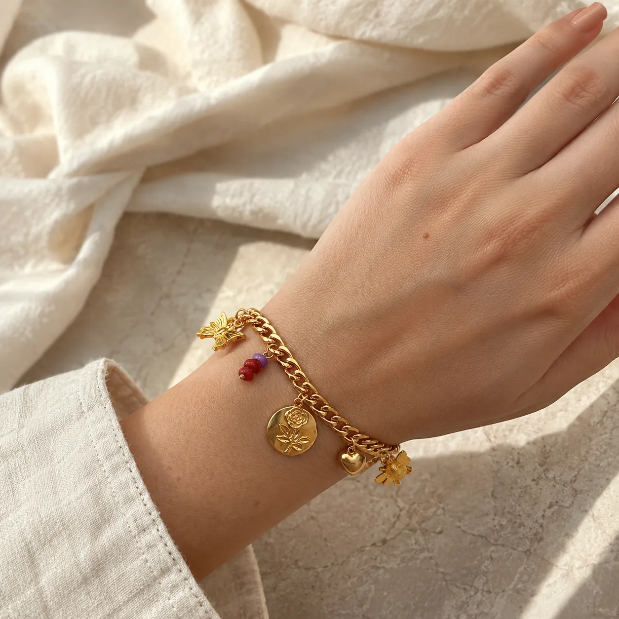 Coin and Bow Charm Bracelet source image 2